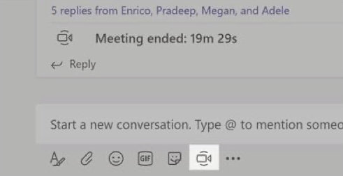 Screenshot demonstrating how to start a meeting.